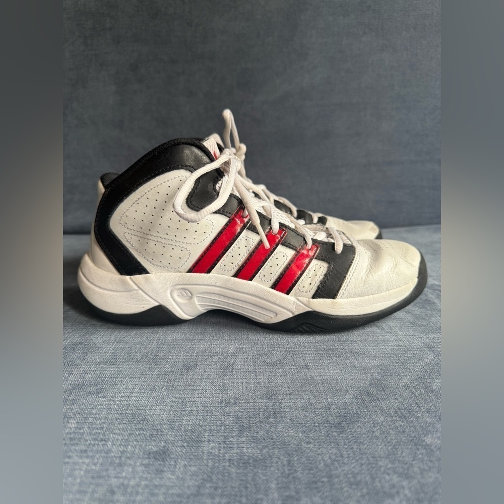 Adidas Youth Basketball Shoes SZ 6.5 Lace Up High Top White Red Black Athletic